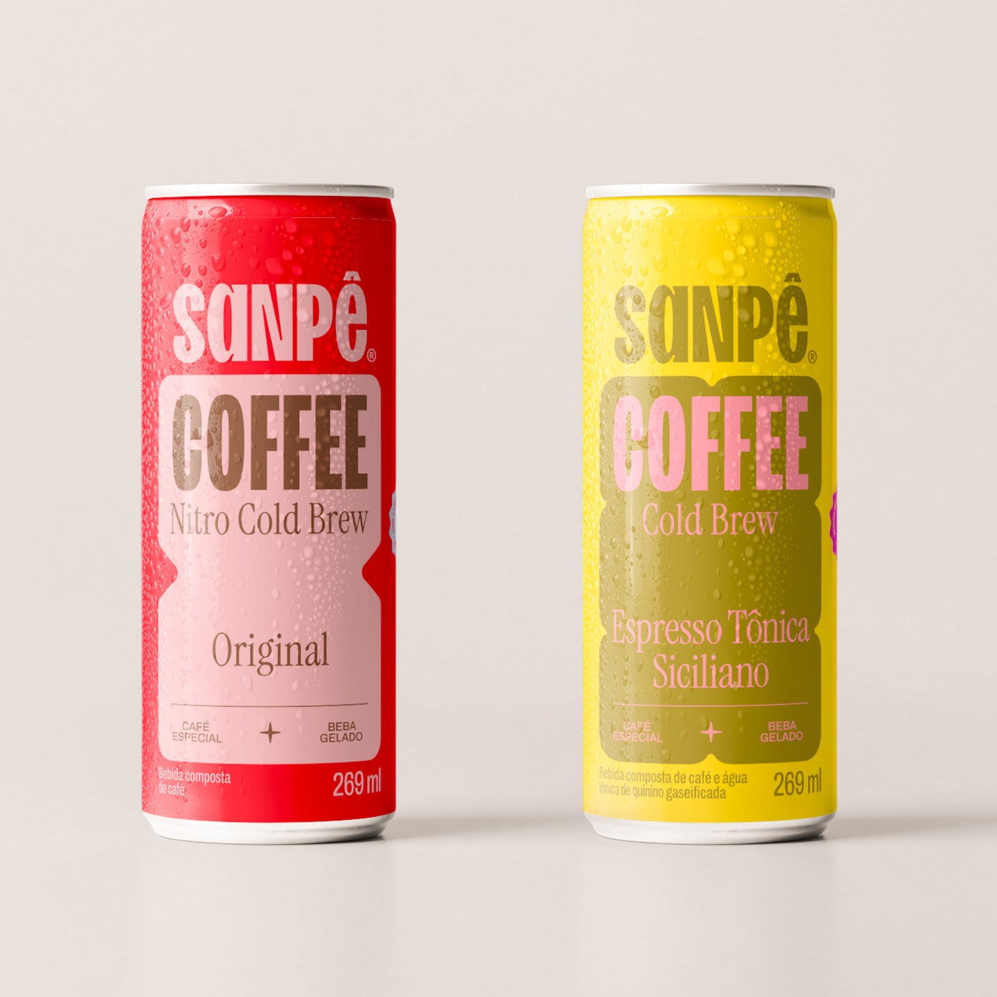 Latas do pack Liberdade, Cold Brew Nitro Original e Cold Brew Tônica Siciliano.