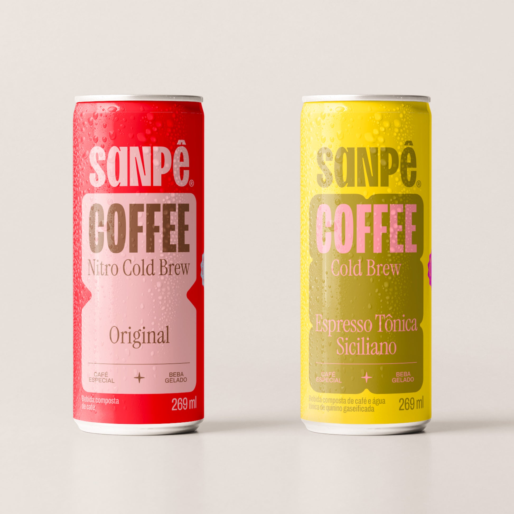Latas do pack Liberdade, Cold Brew Nitro Original e Cold Brew Tônica Siciliano.