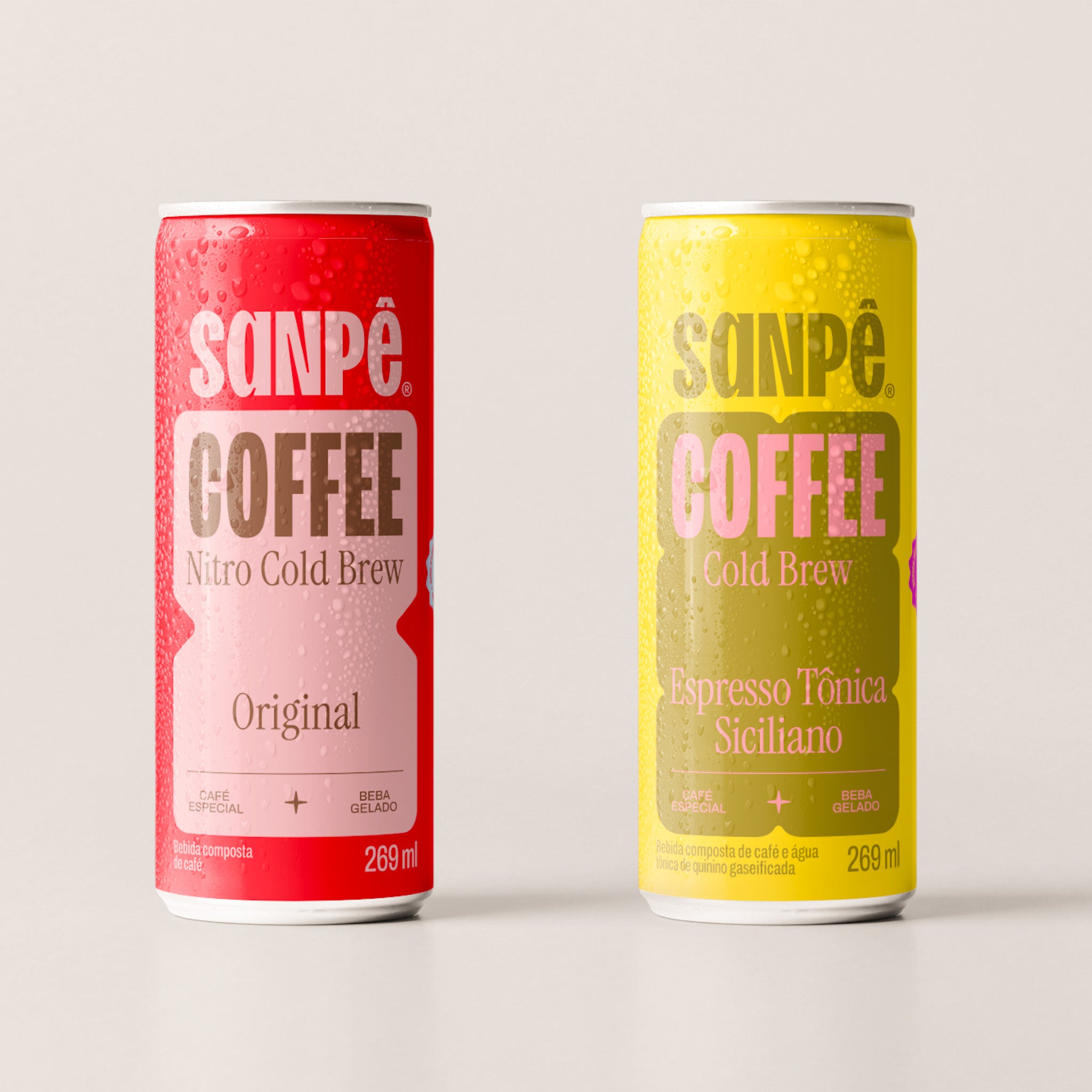 Latas do pack Liberdade, Cold Brew Nitro Original e Cold Brew Tônica Siciliano.
